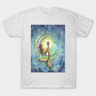 "Mermaid Moon" Mermaid Art by Molly Harrison T-Shirt